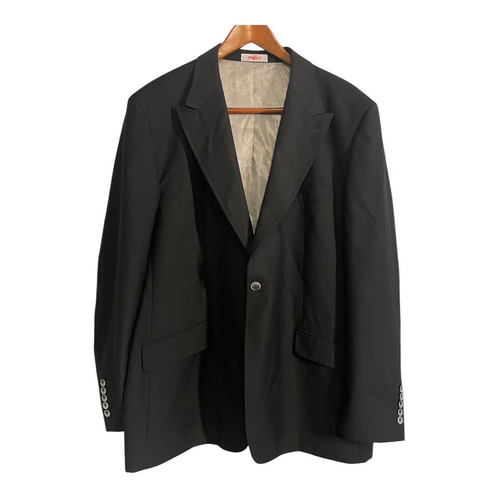 Tiglio Rosso Men's Wool Suit Jacket Blazer 48R Black 1-Button Lanifico Di Biella